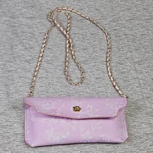 LoveShackFancy Sunglass Case Mini Crossbody Bag Pink Floral Coquette Gold Chain